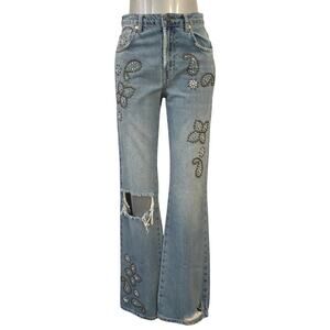 NWT We The Free Wiley Embellished Mid Rise Boot Cut Jeans Size 25